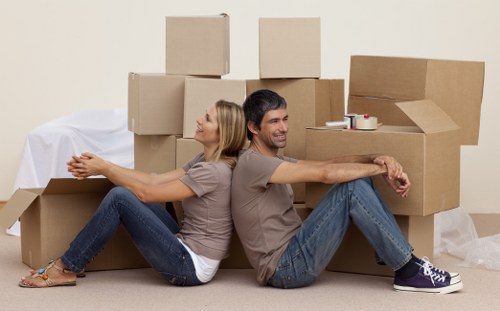 Organised storage boxes and furniture prepared for long-term storage