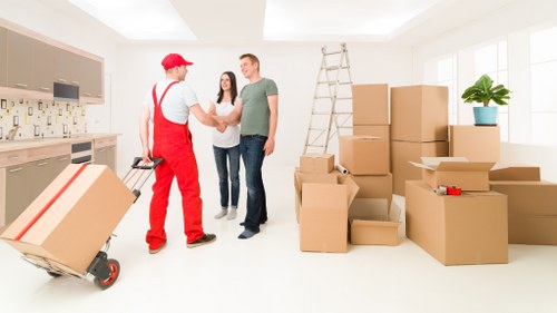 Packed sofa and chairs prepared for furniture storage in Ickenham